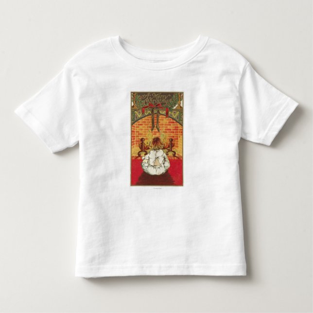 Camiseta Infantil Criança na frente da Lareira (Frente)