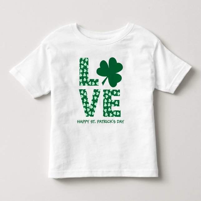 Camiseta Infantil Criança Trevo do Amor Divertido Dia de São Patríci (Frente)