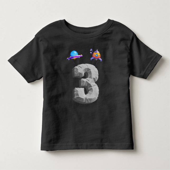 Camiseta Infantil Crianças de 3 anos Astronauta de Criança de Aniver (Frente)