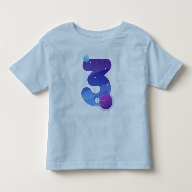 Camiseta Infantil Crianças de 3 anos Planetas de Meninos aniversário (Frente)