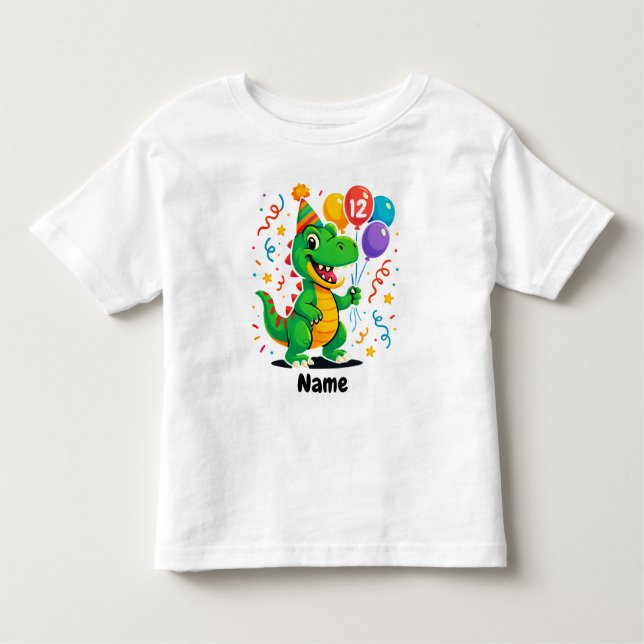 Camiseta Infantil Crianças de Dino de aniversário de lindos personal (Frente)