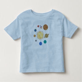 Camiseta Infantil Crianças do sistema solar de 8 planetas