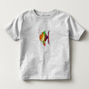 Camiseta Infantil Crianças Engraçadas Peixes de Cartoon Coloridos 