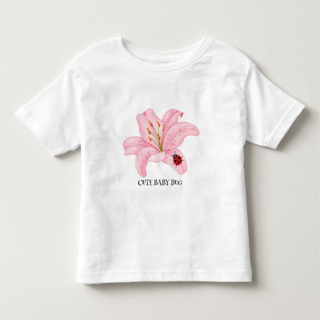 Camiseta Infantil Crianças Enxertam aquarela em Flor Liloso Rosa (Frente)