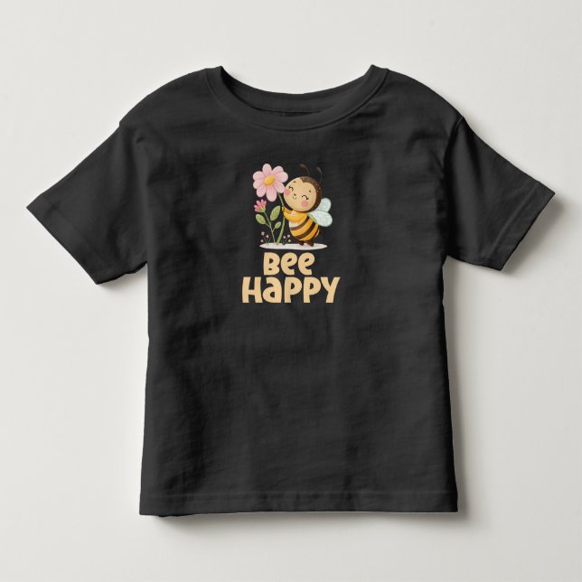 Camiseta Infantil Crianças Felizes com Abelhas, Abelha Fofa e Flor  (Frente)