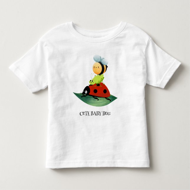Camiseta Infantil Crianças Lindos besouro vermelho Joaninha inseto e (Frente)