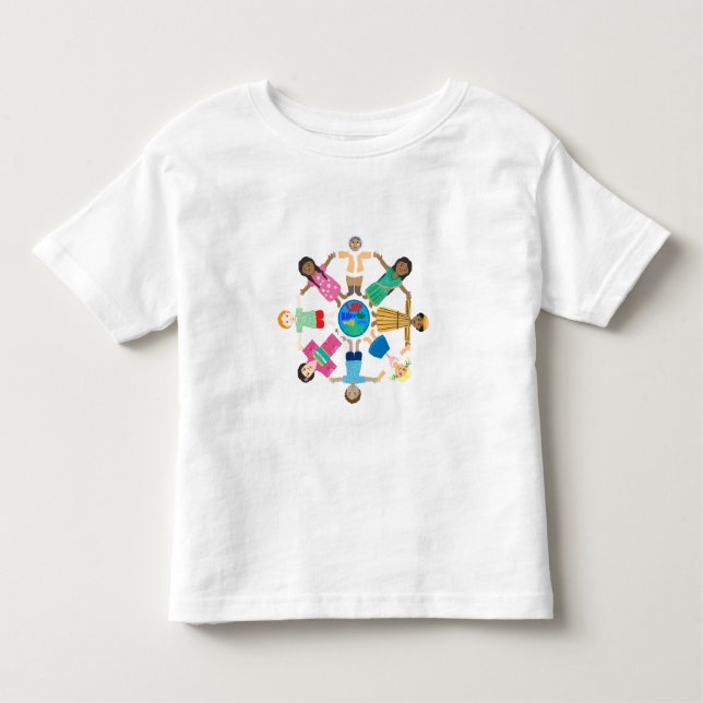 Camiseta Infantil Crianças - O amor faz deste mundo uma família (Frente)