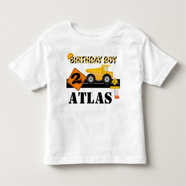Camiseta Infantil Crianças ou Toddler Construction Birthday T Shirt (Frente)