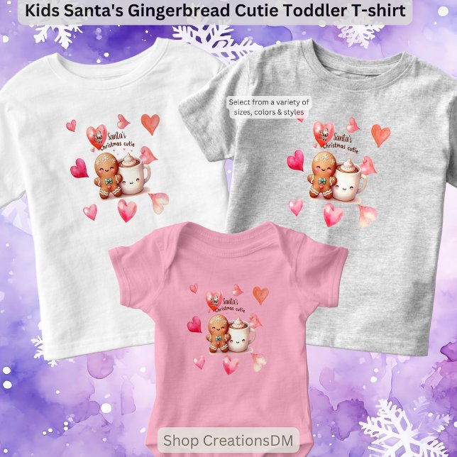 Camiseta Infantil Crianças Papais noeis Gingerbird Cutie (Criador carregado)