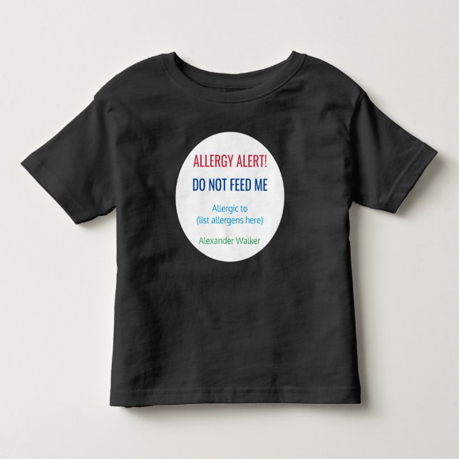 Camiseta Infantil Crianças Personalizadas Não Me Alimente De Alerta  (Frente)