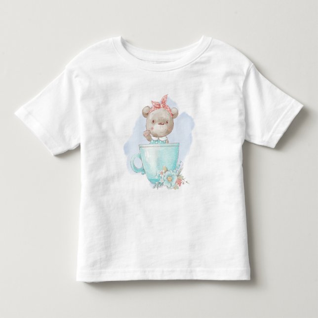 Camiseta Infantil Crie sua própria taça de chá de ursinho (Frente)