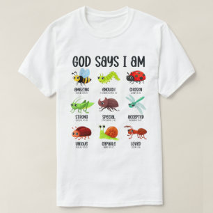 Camiseta Infantil Cristã Bug Bíblia Deus Diz Eu So