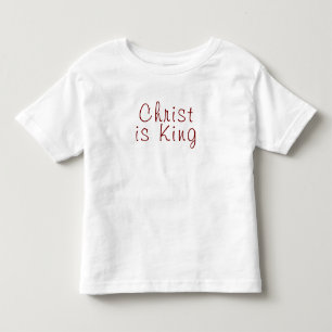 Camiseta Infantil Cristo é Rei Texto vermelho em branco