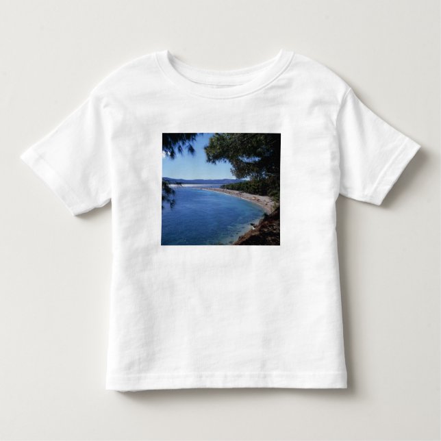 Camiseta Infantil Croácia, Ilha Brac, Bol, Ouro Cape Beach 2 (Frente)