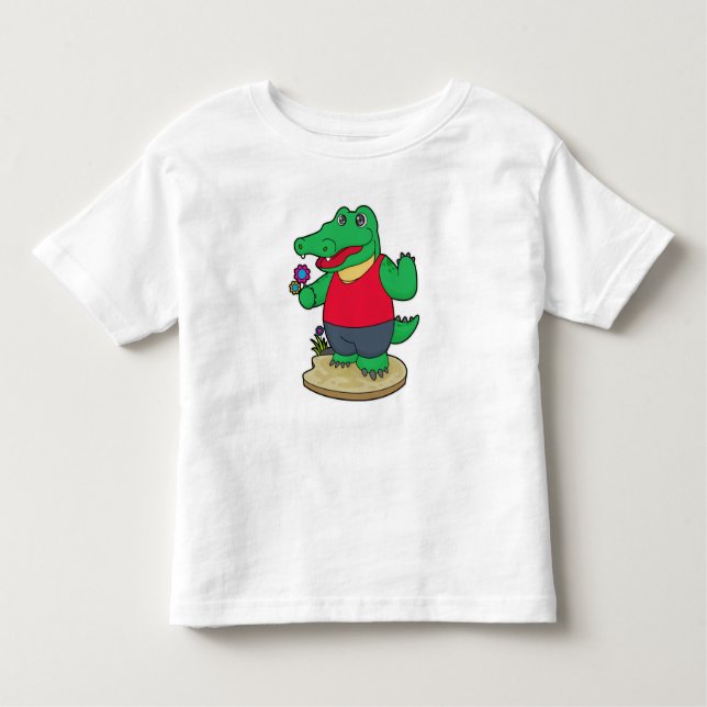 Camiseta Infantil Crocodilo com Flores (Frente)