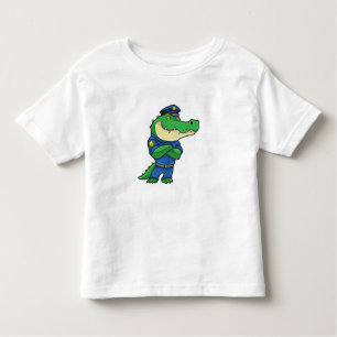 Camiseta Infantil Crocodilo como agente da polícia com uniforme