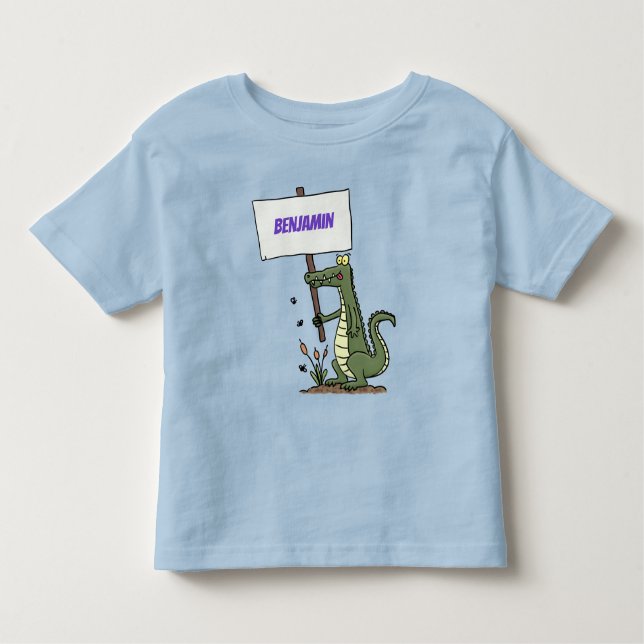 Camiseta Infantil Crocodilo engraçado, alinhador com cartoon (Frente)