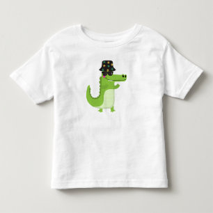 Camiseta Infantil Crocodilo Legal com Óculos de Sol e Boné de Balde