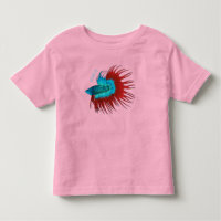 Crowntail betta fish cartoon illustration