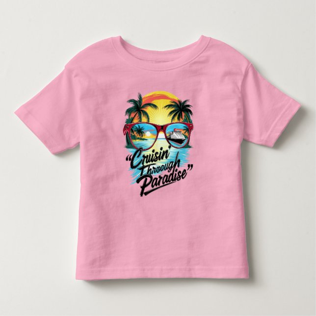 Camiseta Infantil Cruisin' Through Paradise: Vibes de Escape Tropica (Frente)