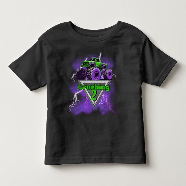 Camiseta Infantil Cruzando "Qualquer Idade" Monster Truck Birthday T (Frente)