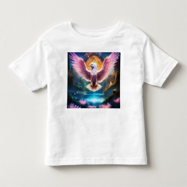 Camiseta Infantil Crystal Soar: Tee de Águia de Transformação Simból (Frente)