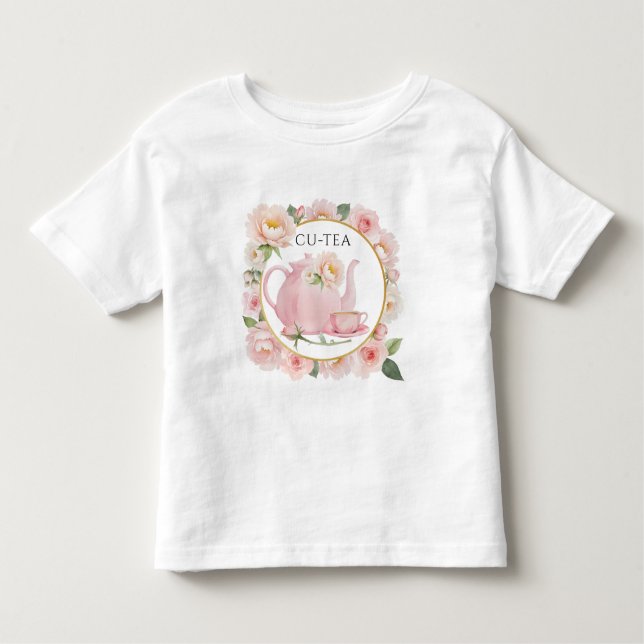 Camiseta Infantil Cu-Tea Blush Pink Teapot Menina (Frente)