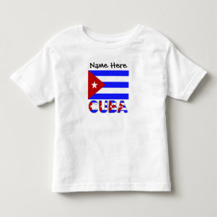 Camiseta Infantil Cuba e Bandeira Cubana Azul Claro Personalizado 