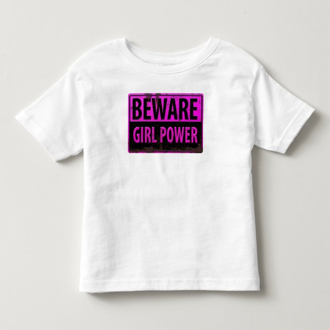 Camiseta Infantil CUIDADO Poder Feminino - Sinal de Perigo Metal Pre (Frente)