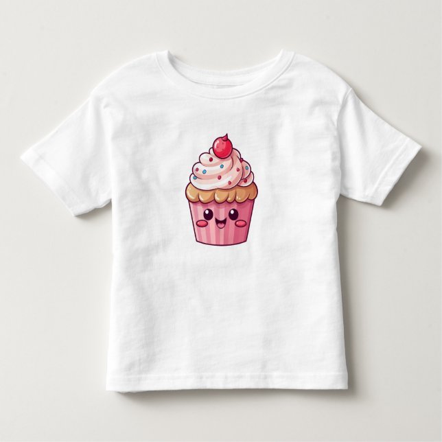 Camiseta Infantil Cupcake cômoda com cobertura de creme (Frente)