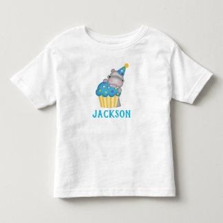 Camiseta Infantil Cupcake de Aniversário de Hippo Bonito Personaliza