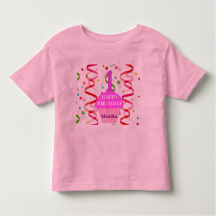 Camiseta Infantil Cupcake de Aniversário Feliz de Idade e Nome Perso