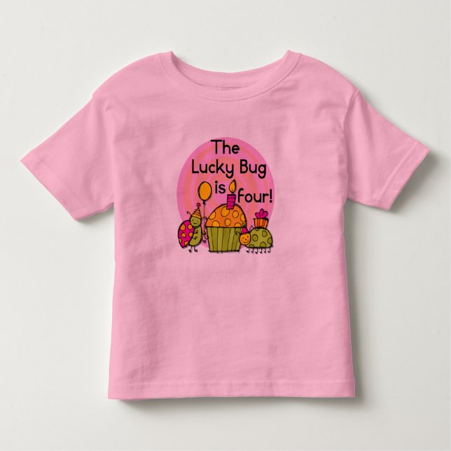 Camiseta Infantil Cupcake de sorte 4º aniversário T-shirts e present (Frente)