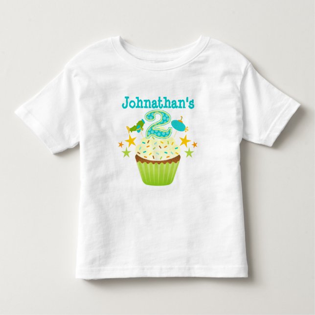Camiseta Infantil Cupcake do segundo aniversário (Boys) (Frente)