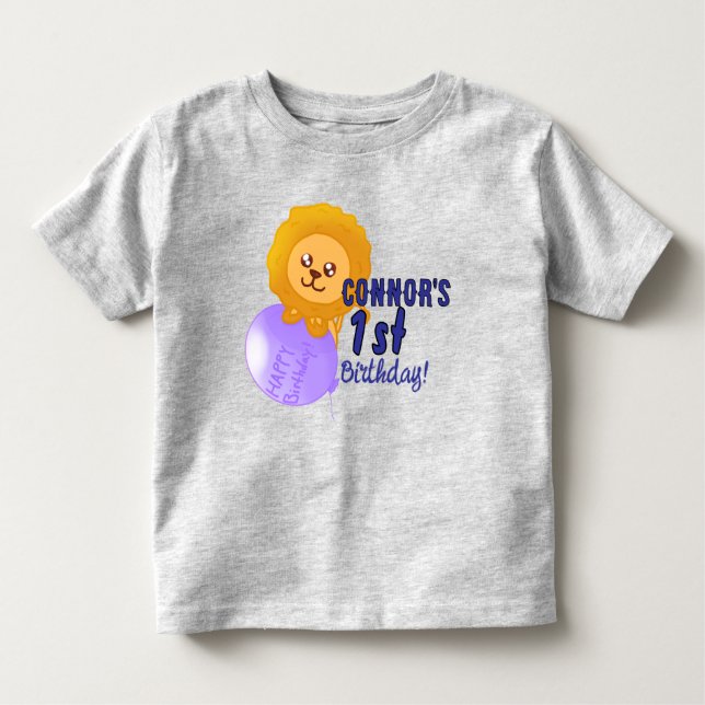 Camiseta Infantil Custom Lion Themed Birthday T-Shirt (Frente)