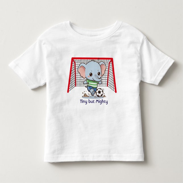 Camiseta Infantil Cute Baby Elephant Playing Soccer  (Frente)