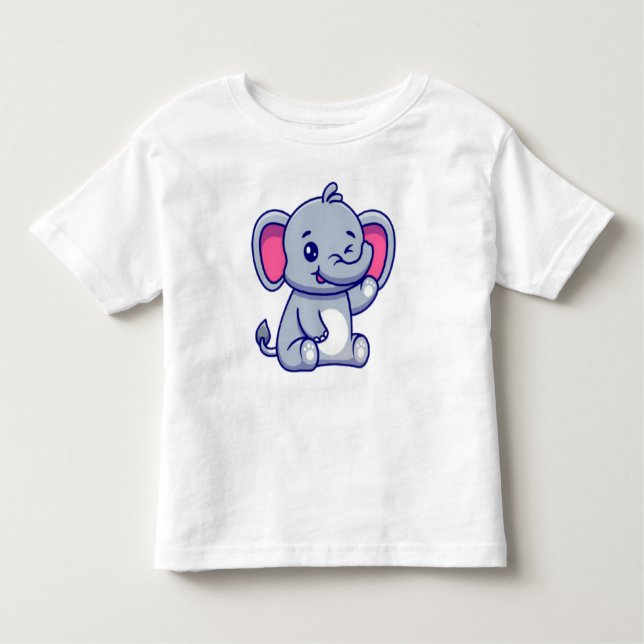 Camiseta Infantil Cute Baby Elephant Sitting Cartoon-23800 (Frente)