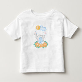 Camiseta Infantil Cute Baby Elephant with orange flowers