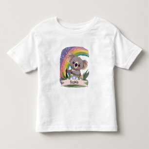 Camiseta Infantil Cute Baby Koala Rainbow Nome Personalizado