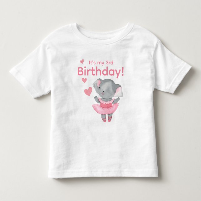 Camiseta Infantil Cute Ballerina Elephant It’s My Birthday  (Frente)