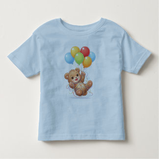 Camiseta Infantil Cute Bear Balloon Birthday Toddler T-Shirt