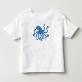 Camiseta Infantil Cute Blue Octopus Friend with Heart Ocean Scuba 