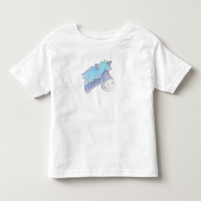 Camiseta Infantil Cute branco pintado de pinto azul (Frente)