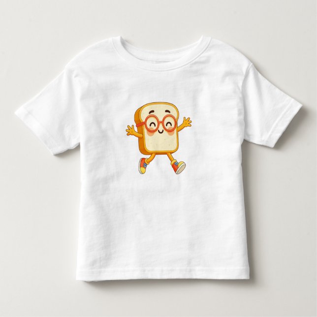 Camiseta Infantil Cute Bread Cartoon Jumping Character (Frente)