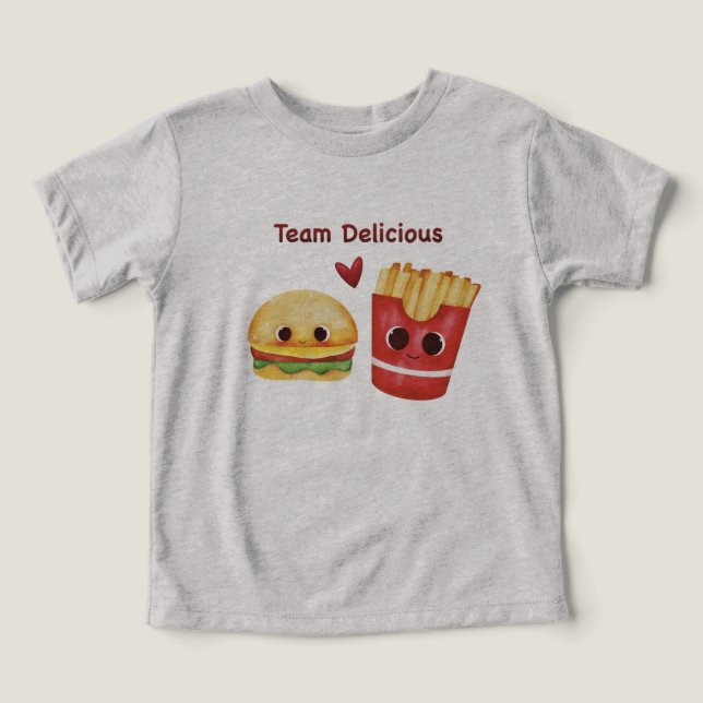 Camiseta Infantil Cute Burger & Fries Melhores Ami (Design frontal)