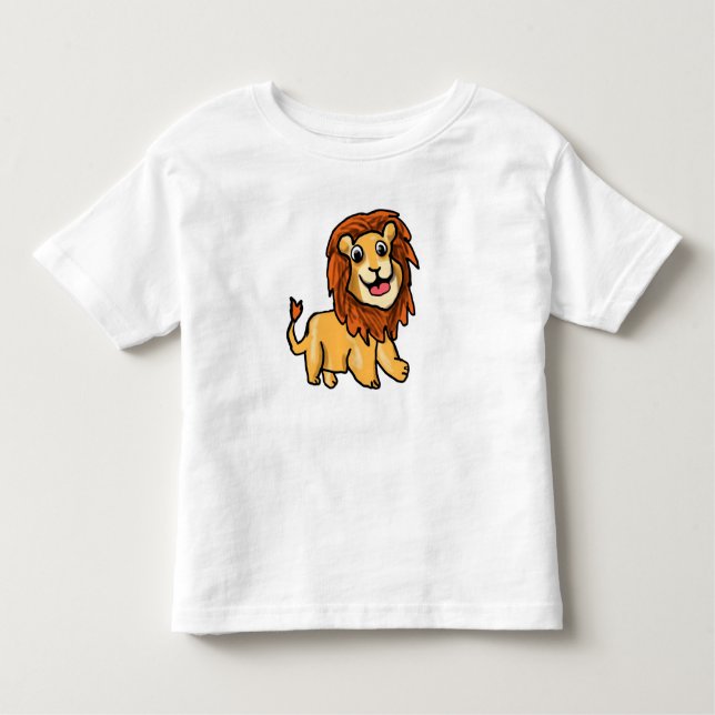 Camiseta Infantil Cute Cartoon Lion Baby T-Shirt - Adorable Safari A (Frente)