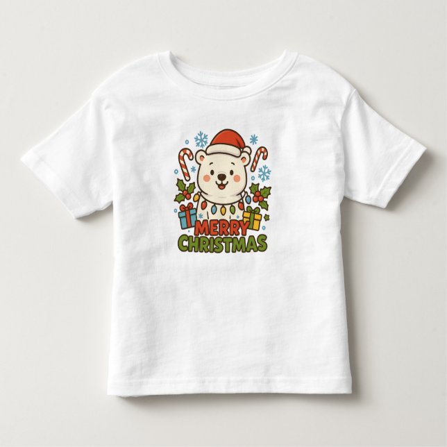 Camiseta Infantil Cute Christmas Bear Illustration (Frente)