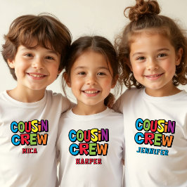 Camiseta Infantil Cute Colorful Cousin Crew Family Reunion 