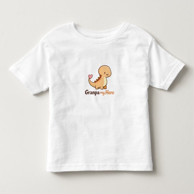 Camiseta Infantil Cute Dinosaur Granpa My Hero Toddler T-Shirt | Gra (Frente)