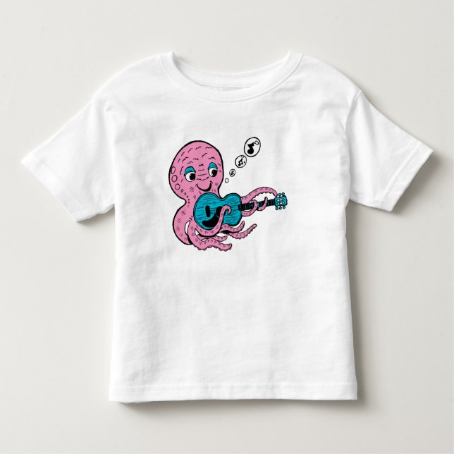 Camiseta Infantil Cute Guitar Player Octopus (Frente)